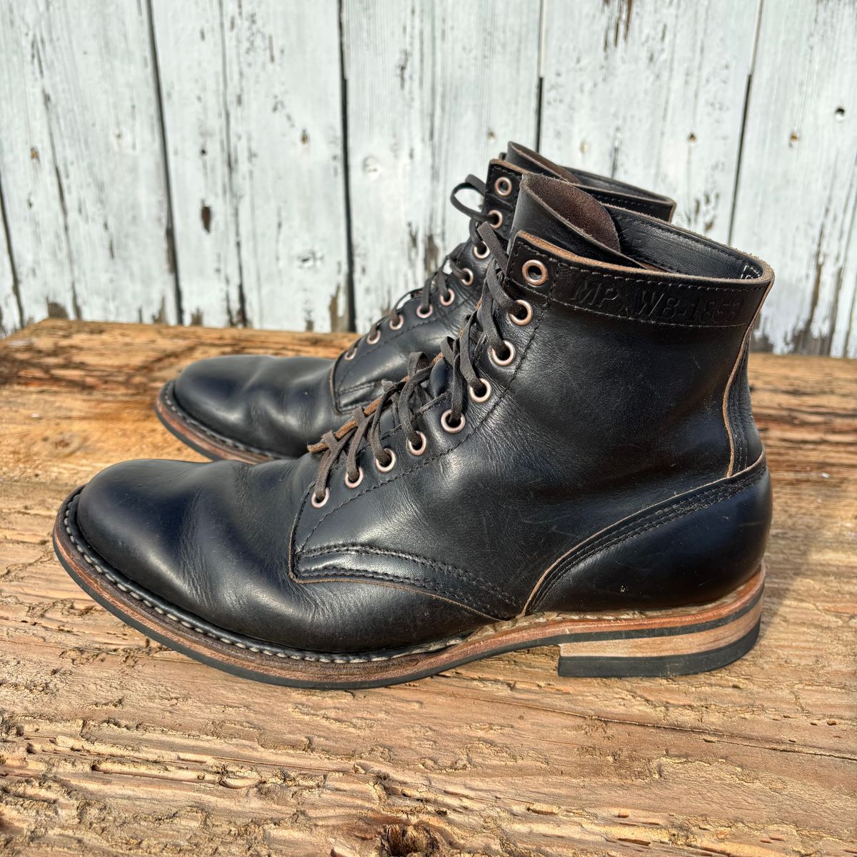 Photo by philbert on December 1, 2025 of the White's MP-Sherman Plain Toe in Horween Black Chromexcel.