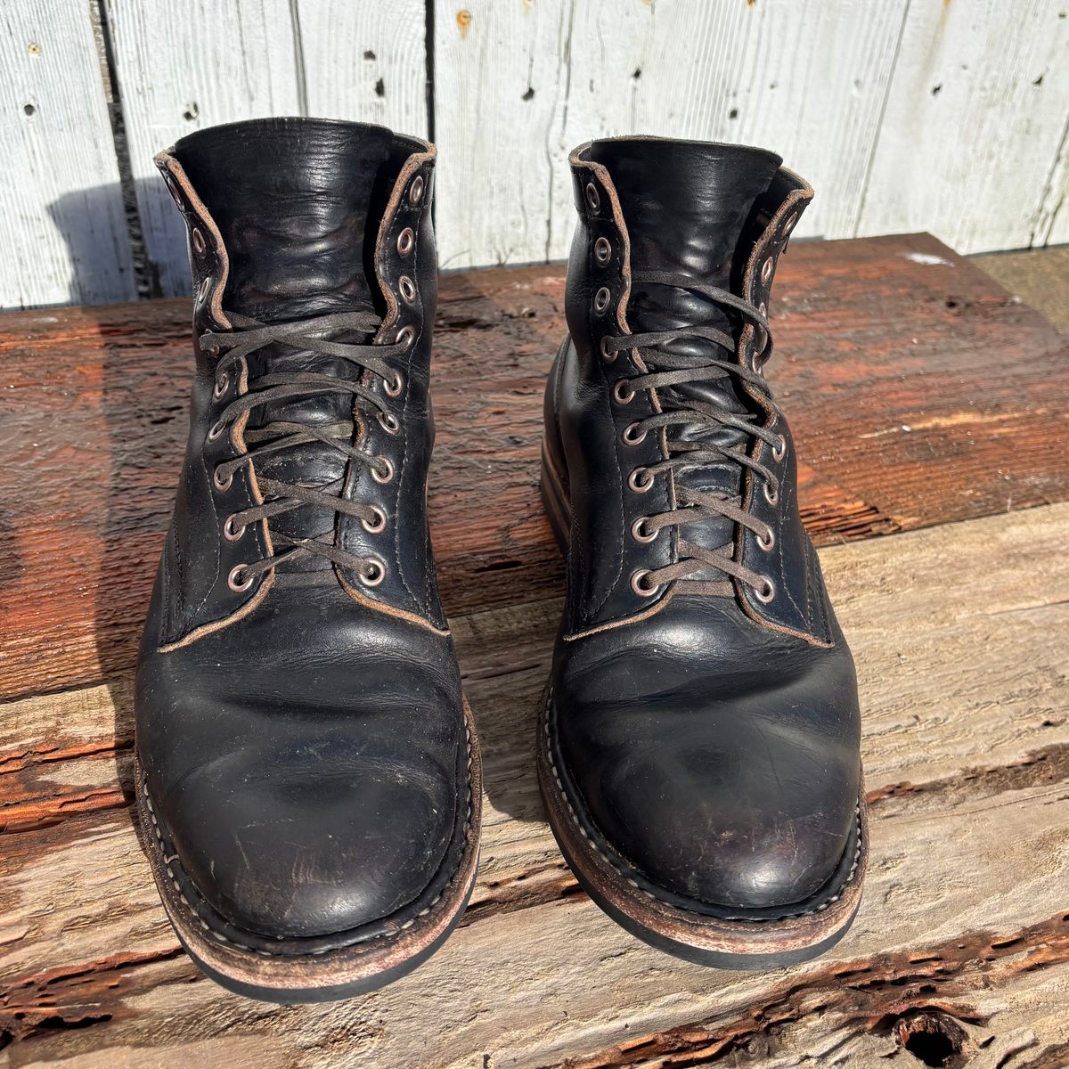 Photo by philbert on January 3, 2026 of the White's MP-Sherman Plain Toe in Horween Black Chromexcel.