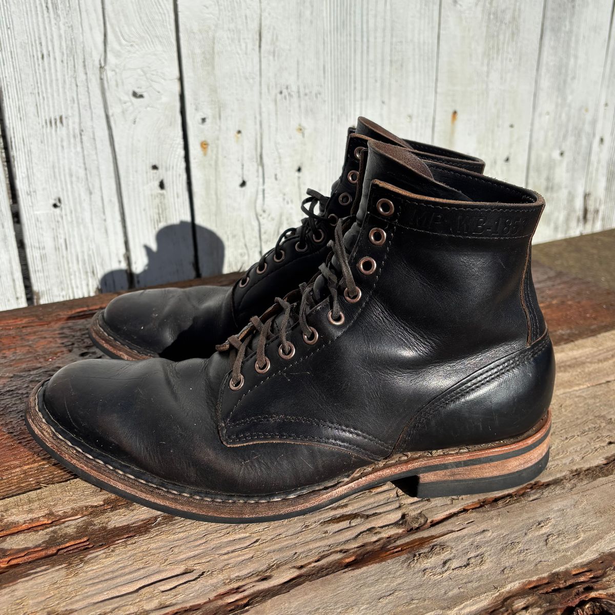 Photo by philbert on January 3, 2026 of the White's MP-Sherman Plain Toe in Horween Black Chromexcel.