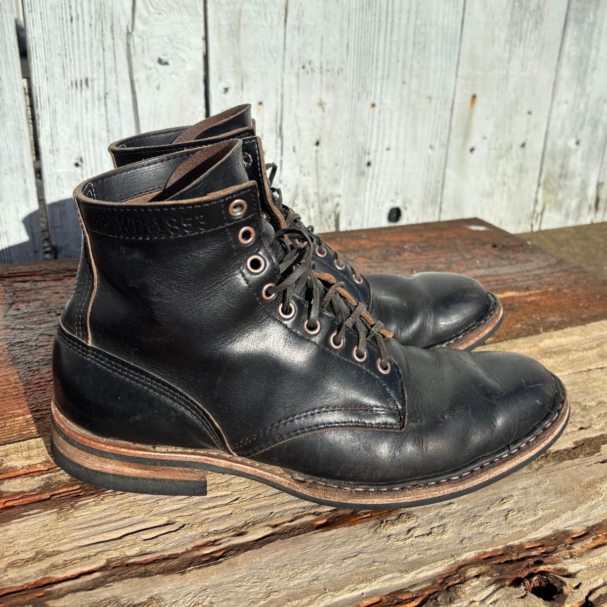 Photo by philbert on January 3, 2026 of the White's MP-Sherman Plain Toe in Horween Black Chromexcel.