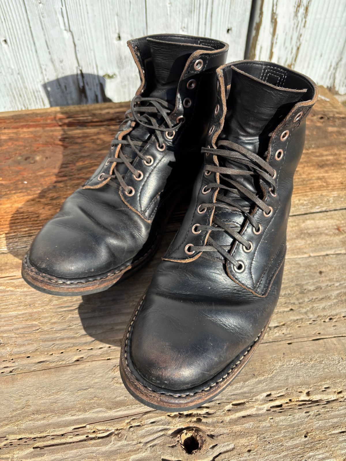 Photo by philbert on February 2, 2026 of the White's MP-Sherman Plain Toe in Horween Black Chromexcel.