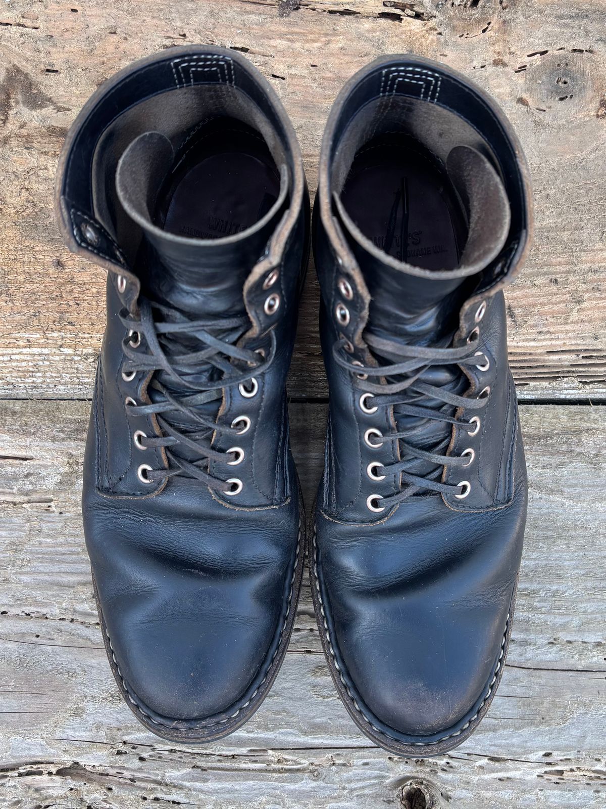 Photo by philbert on February 2, 2026 of the White's MP-Sherman Plain Toe in Horween Black Chromexcel.