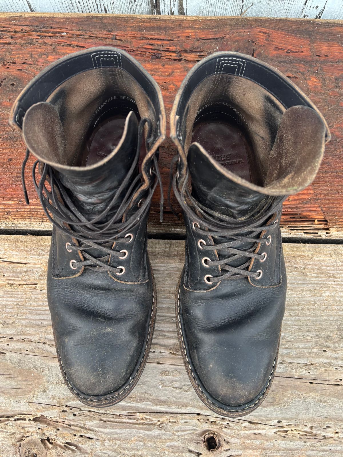 Photo by philbert on March 4, 2026 of the White's MP-Sherman Plain Toe in Horween Black Chromexcel.