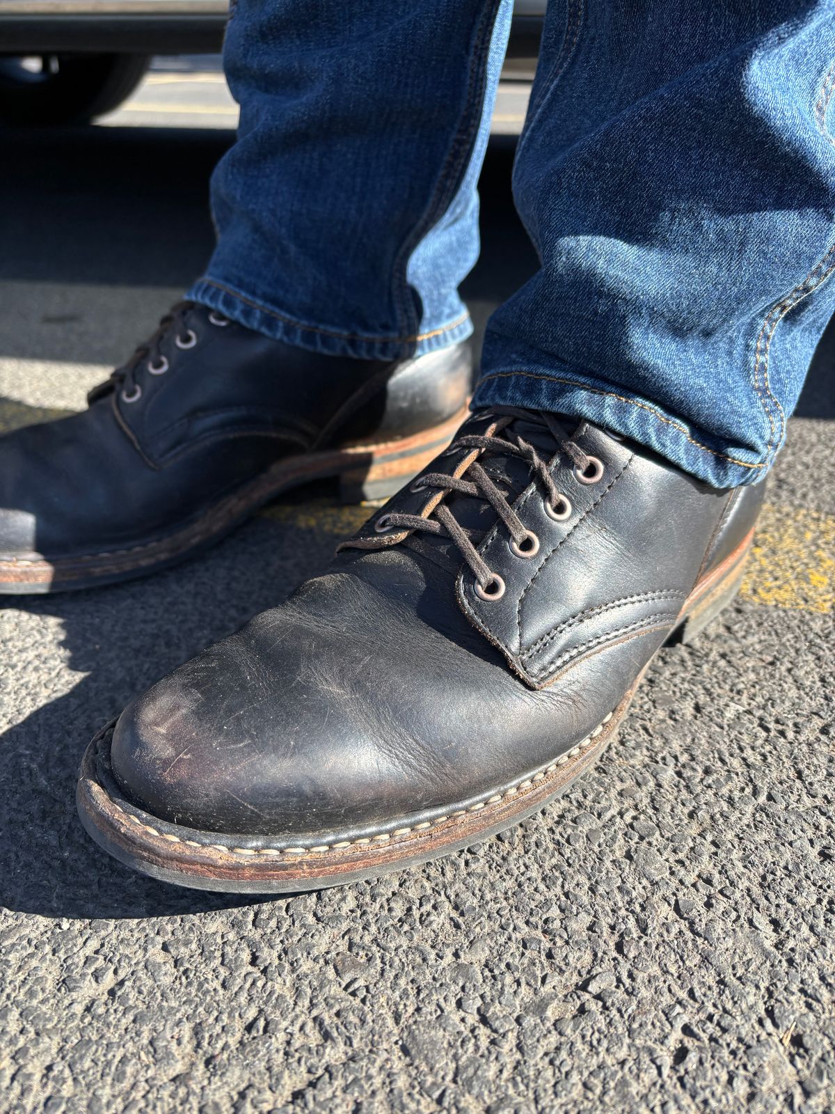 Photo by philbert on March 22, 2026 of the White's MP-Sherman Plain Toe in Horween Black Chromexcel.
