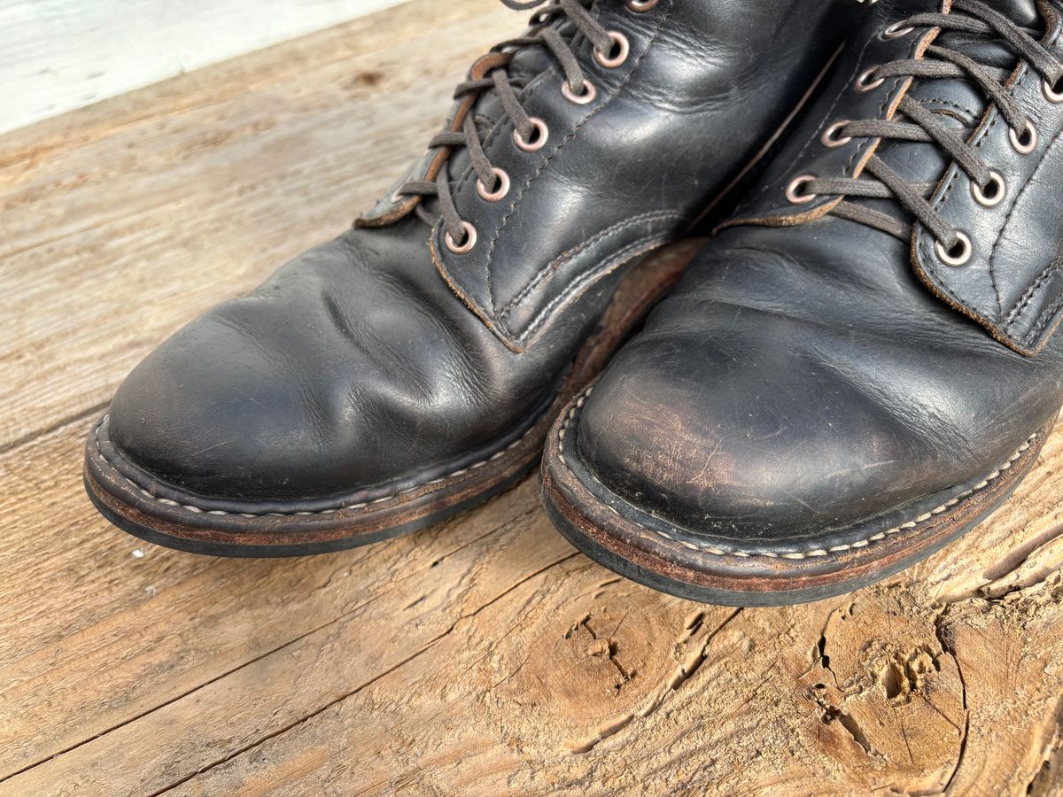 Photo by philbert on April 5, 2026 of the White's MP-Sherman Plain Toe in Horween Black Chromexcel.