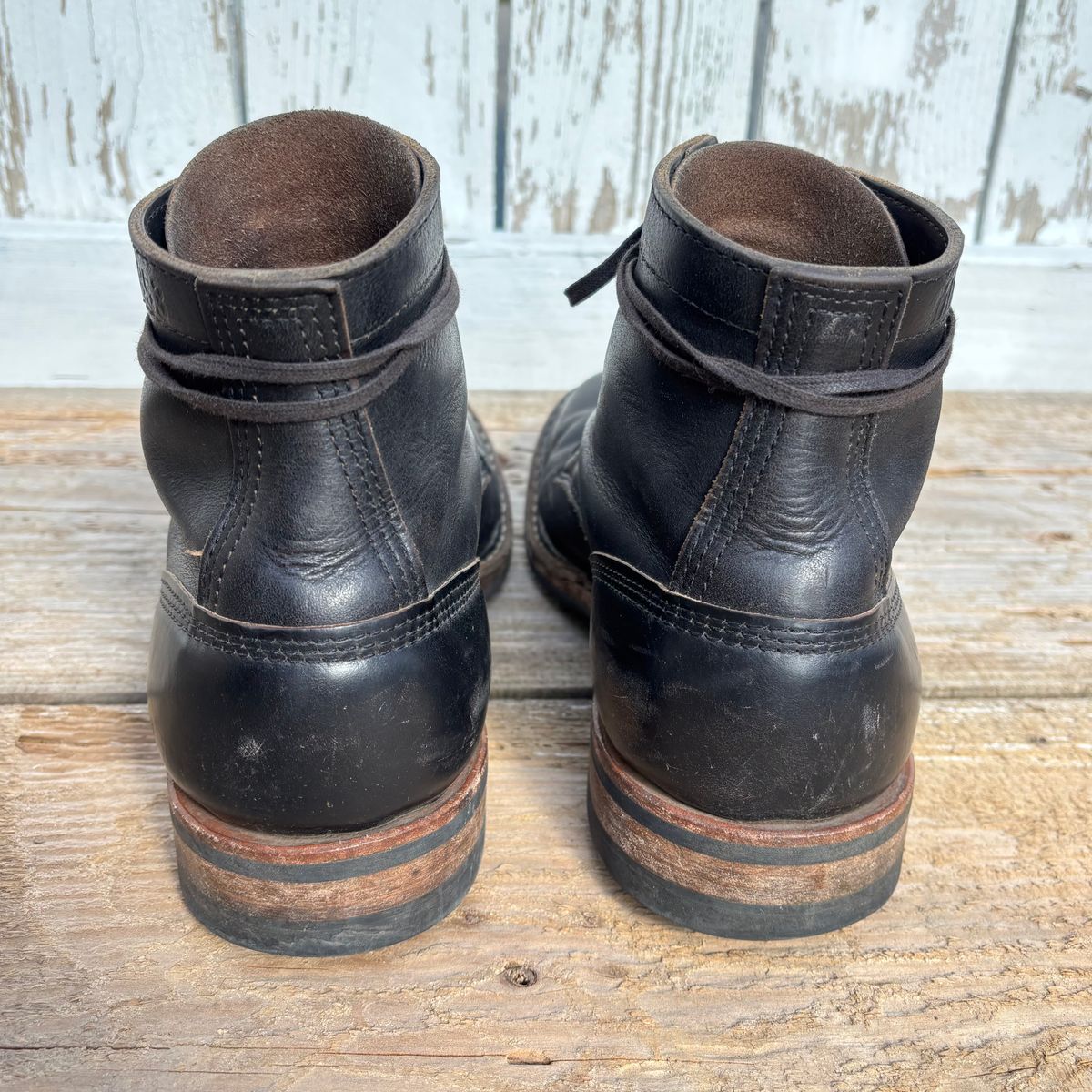 Photo by philbert on April 5, 2026 of the White's MP-Sherman Plain Toe in Horween Black Chromexcel.