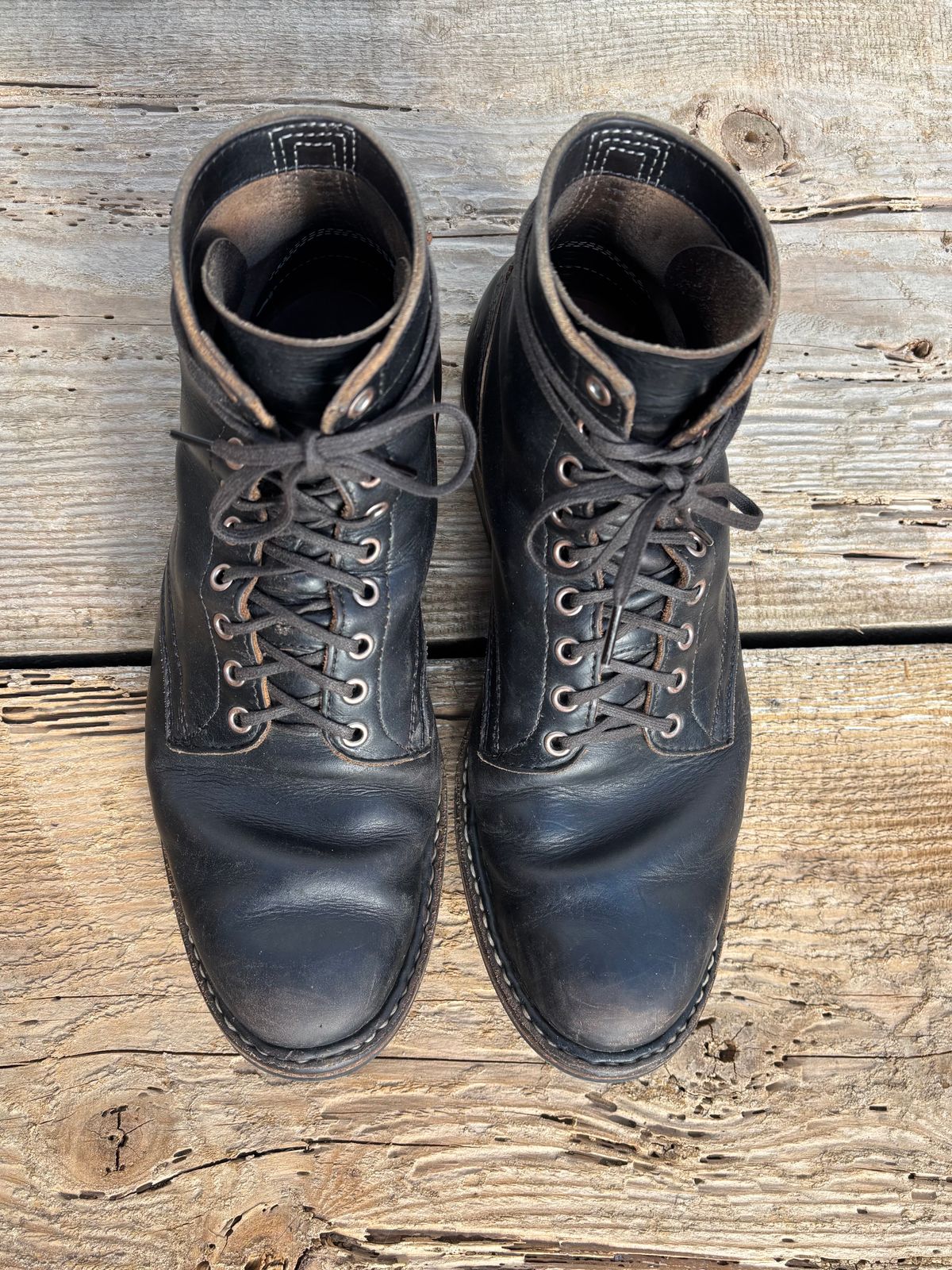 Photo by philbert on April 5, 2026 of the White's MP-Sherman Plain Toe in Horween Black Chromexcel.