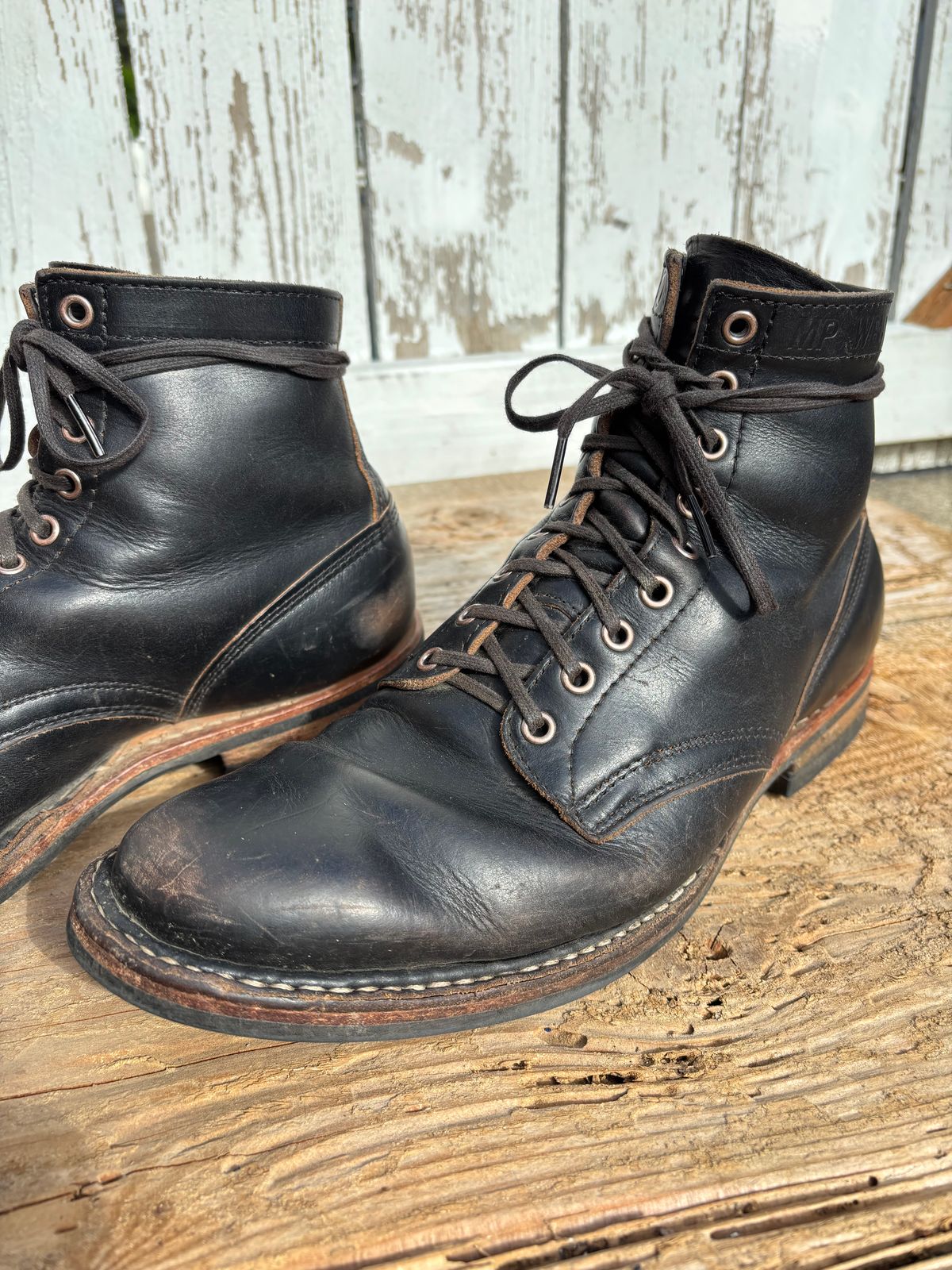 Photo by philbert on April 5, 2026 of the White's MP-Sherman Plain Toe in Horween Black Chromexcel.