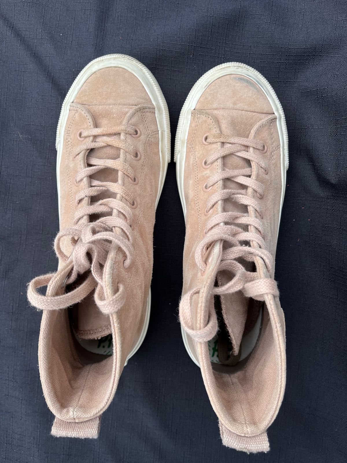 Photo by philbert on December 3, 2023 of the PF Flyers All American Hi Top in Blush Suede.