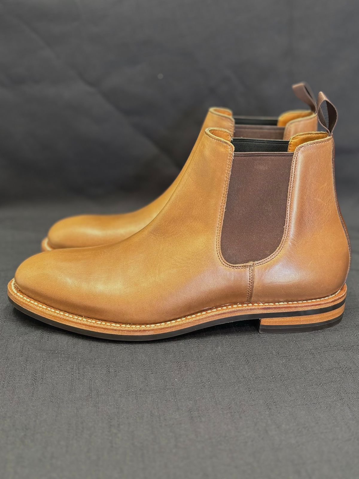 Photo by philbert on October 1, 2024 of the Grant Stone Chelsea Boot in Horween Dune Chromexcel.