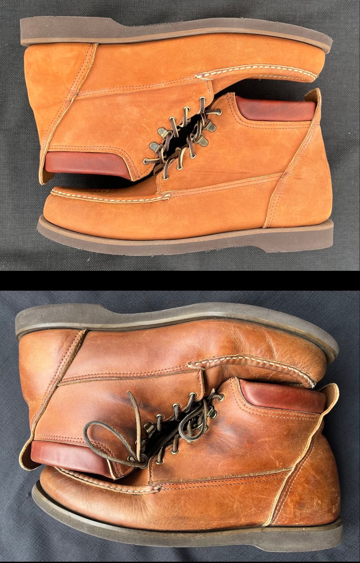 Photo by philbert on April 3, 2024 of the Russell Moccasin Co. Premier Chukka in Horween Rust Chamois.