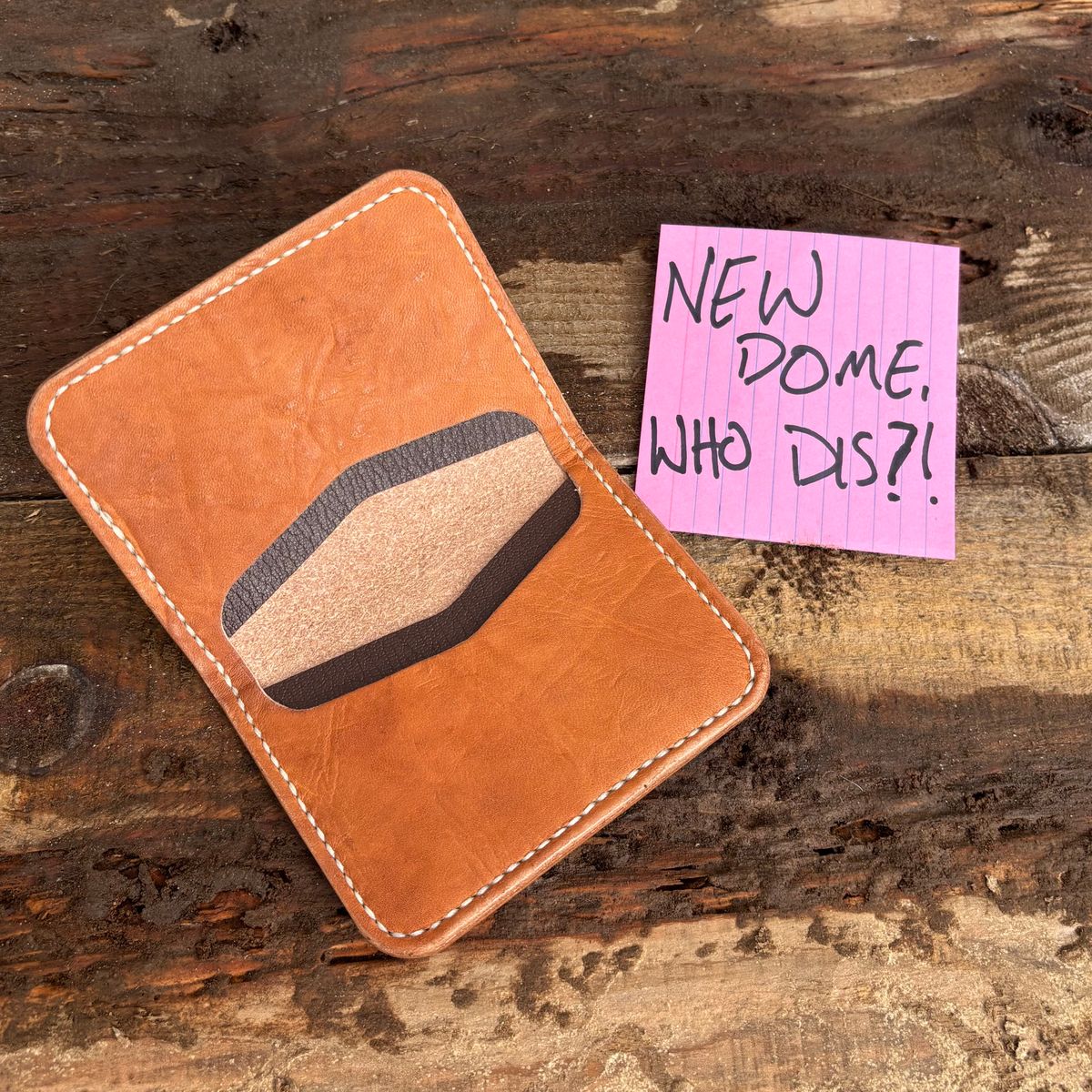 Photo by philbert on October 1, 2025 of the Self-Made ID Card Wallet in Unknown Natural Veg Tan Outside And Tanzanian Goat Inside.