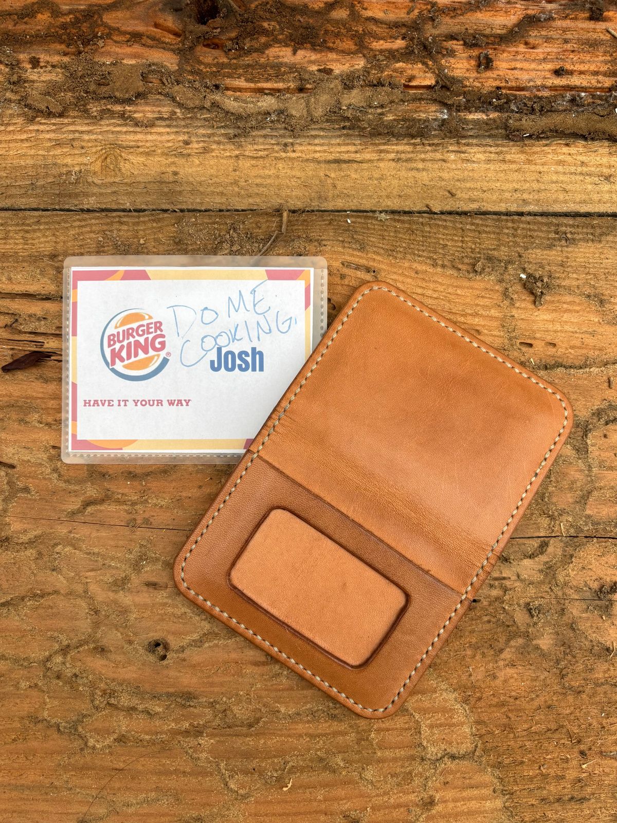 Photo by philbert on November 1, 2025 of the Self-Made ID Card Wallet in Unknown Natural Veg Tan Outside And Tanzanian Goat Inside.