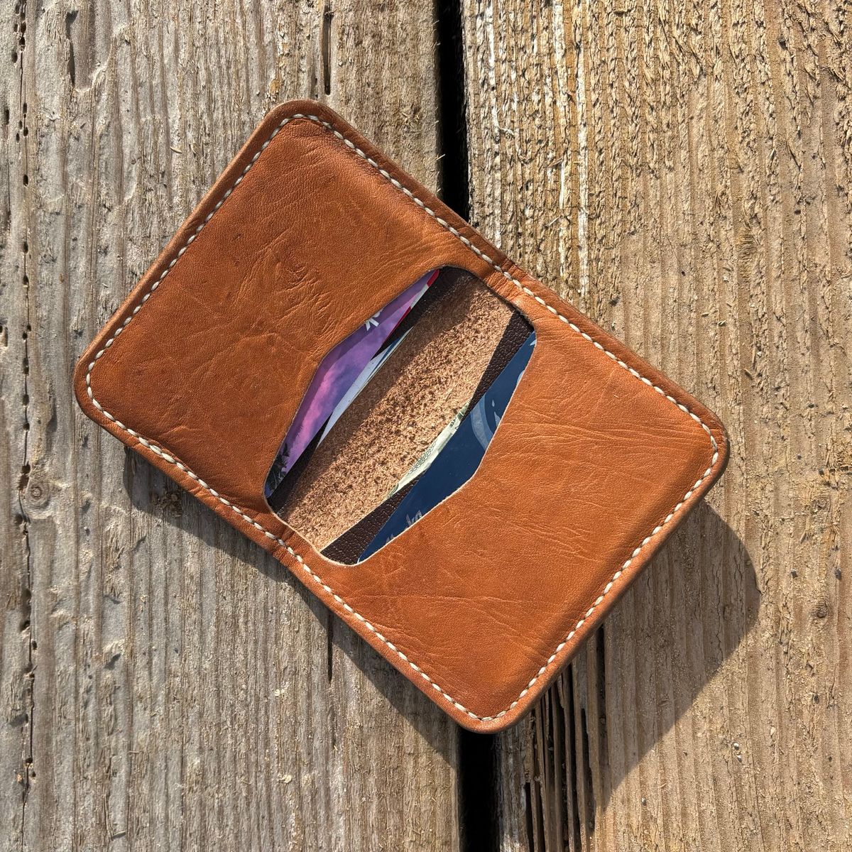 Photo by philbert on April 5, 2026 of the Self-Made ID Card Wallet in Unknown Natural Veg Tan Outside And Tanzanian Goat Inside.