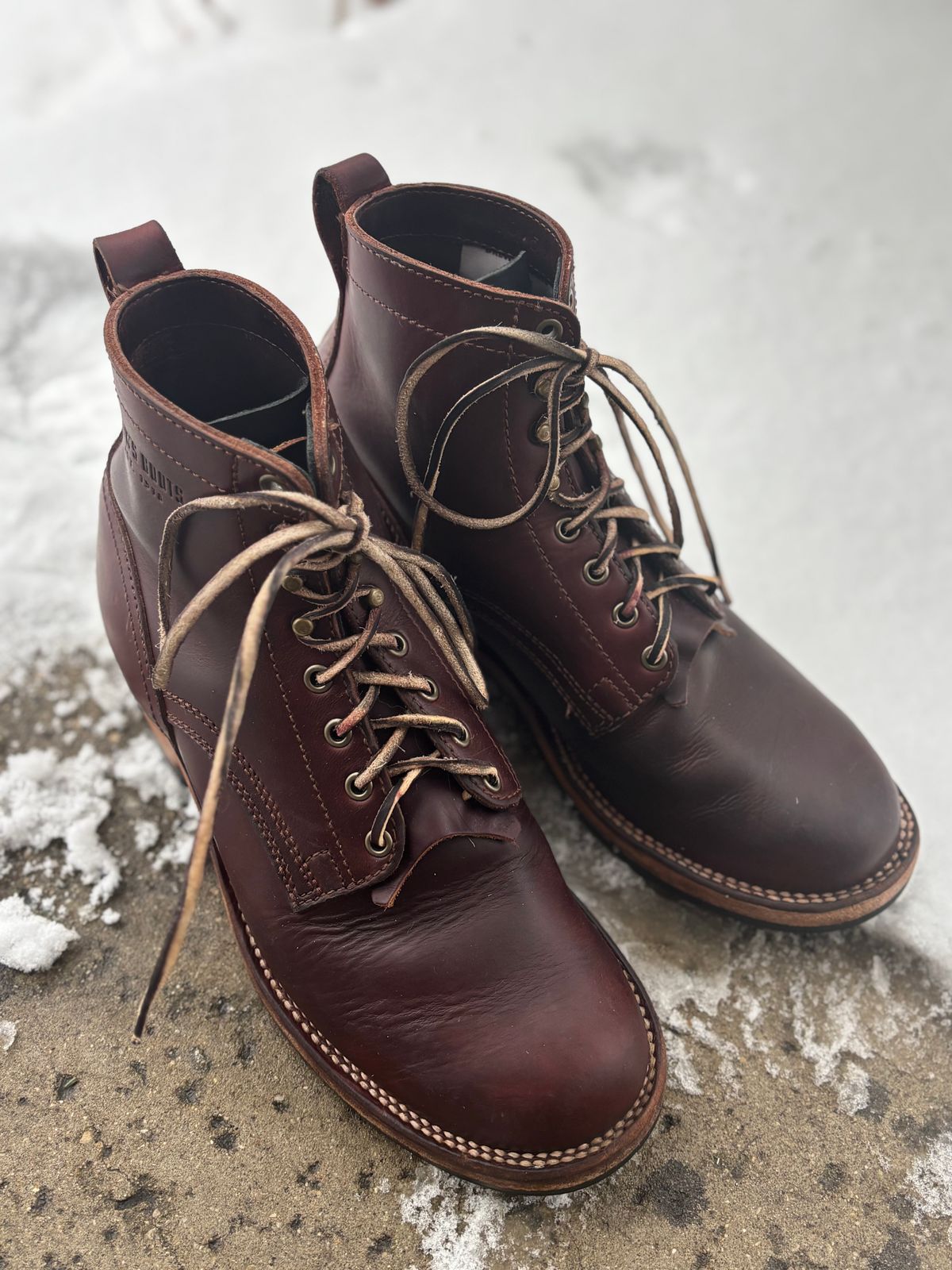 Photo by DiscoBiscuits on January 5, 2026 of the Drew's Boots 6-Inch Contractor in Rogue Smooth.