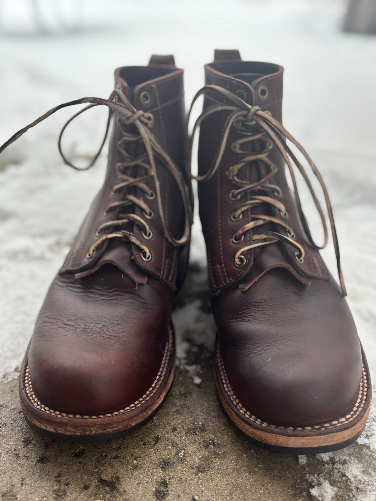 Photo by DiscoBiscuits on January 5, 2026 of the Drew's Boots 6-Inch Contractor in Rogue Smooth.