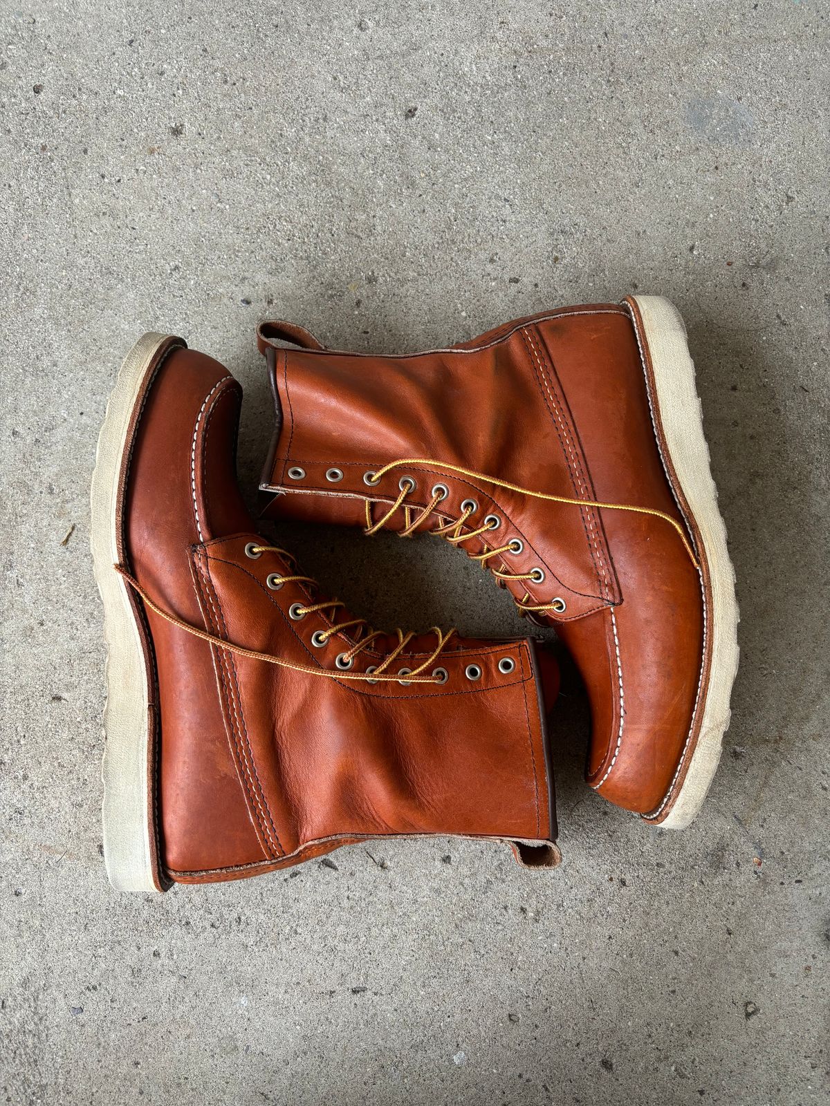 Photo by DiscoBiscuits on November 3, 2024 of the Red Wing 8-Inch Classic Moc in S.B. Foot Oro Legacy.