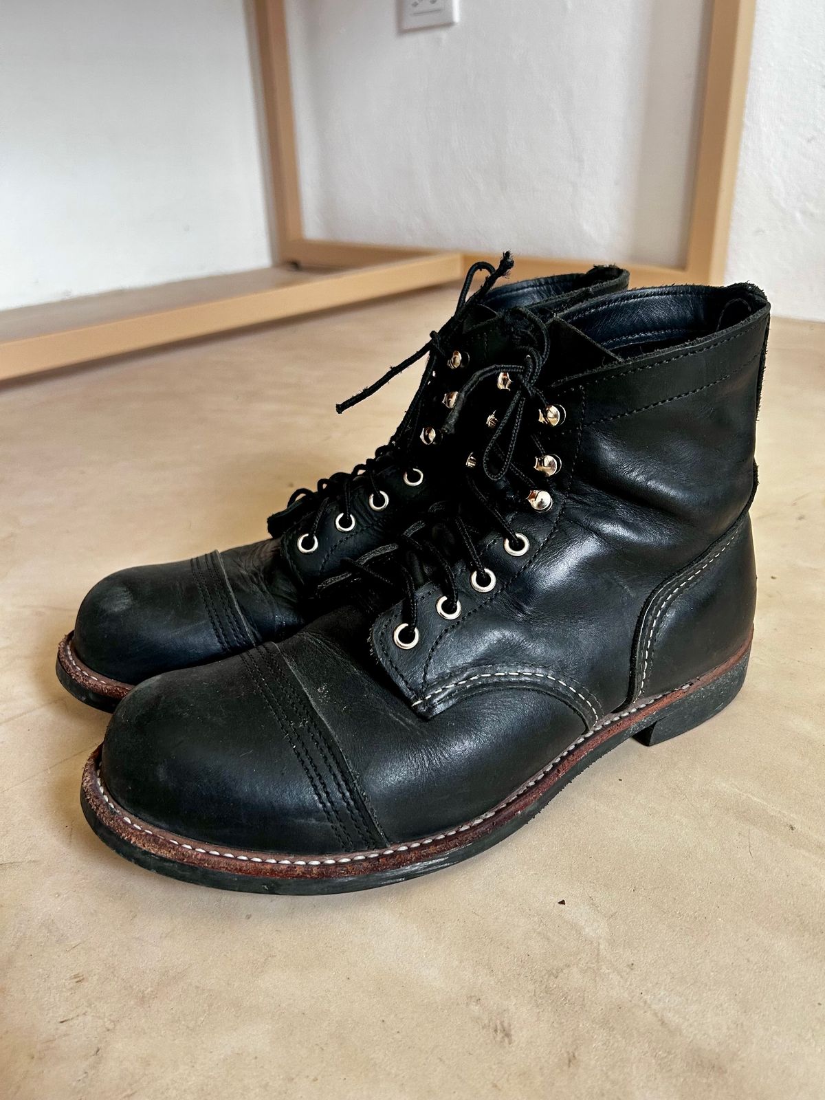 Photo by TangibleLily929 on March 5, 2026 of the Redwing Iron Ranger #8084 in Black Harness Leather.