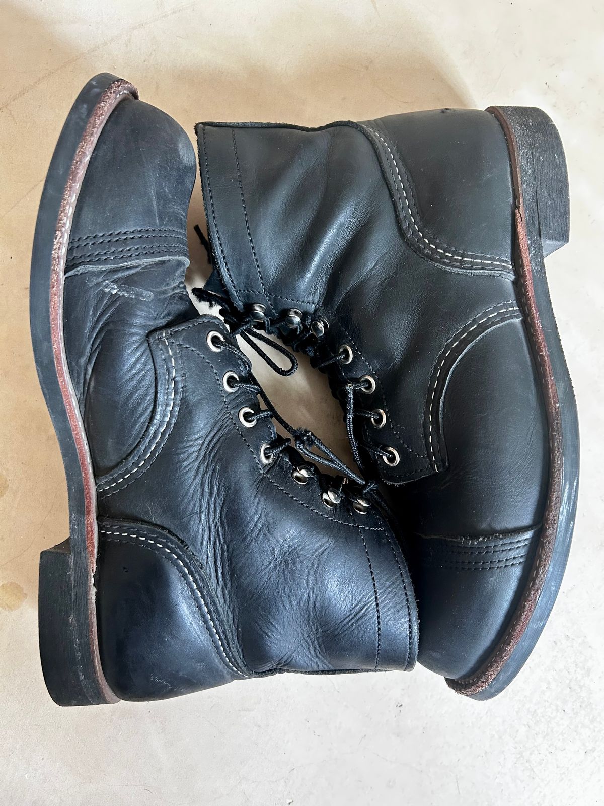 Photo by TangibleLily929 on March 5, 2026 of the Redwing Iron Ranger #8084 in Black Harness Leather.