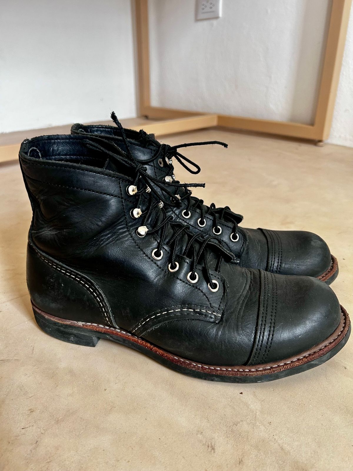 Photo by TangibleLily929 on March 5, 2026 of the Redwing Iron Ranger #8084 in Black Harness Leather.
