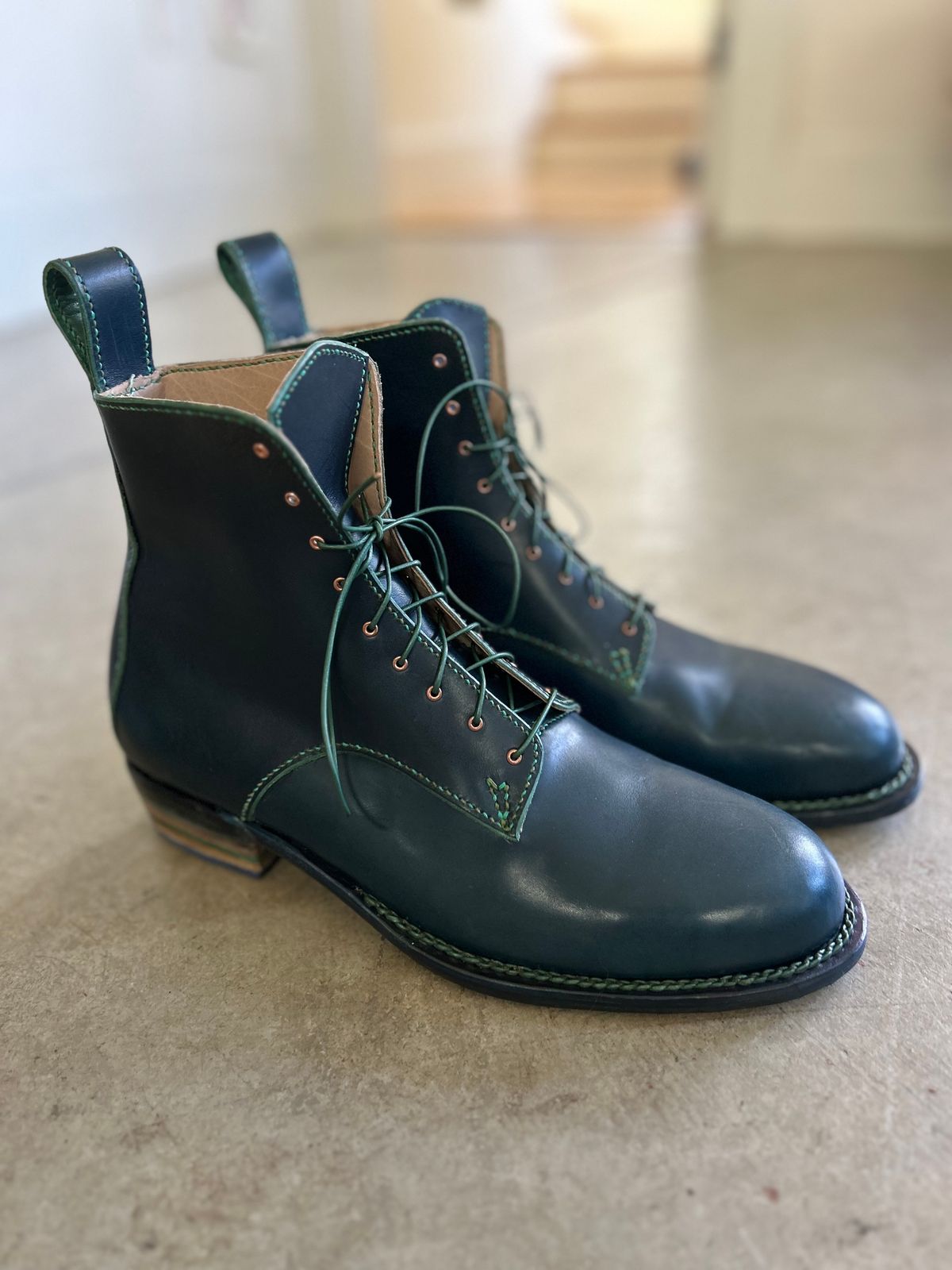 Photo by gittyduncan on November 7, 2023 of the Gitty Duncan Dance boot 001 in MPG Apollo Mediterranean Blue.