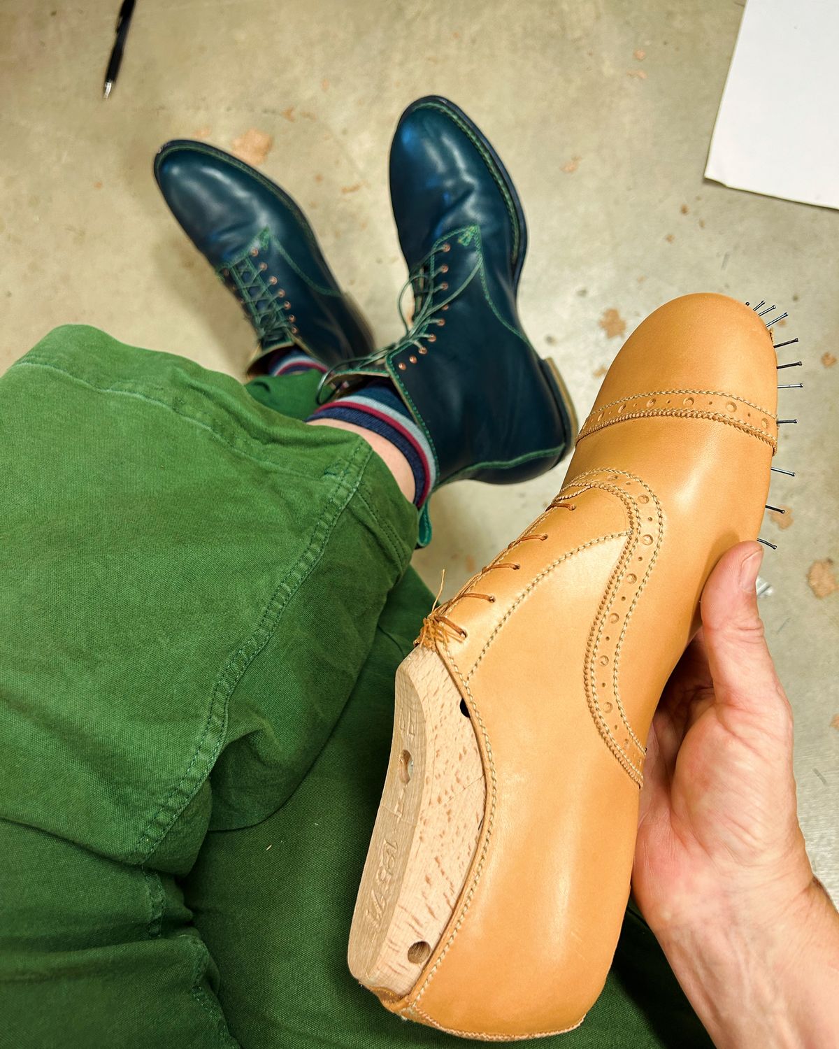 Photo by gittyduncan on December 4, 2023 of the Gitty Duncan Dance boot 001 in MPG Apollo Mediterranean Blue.