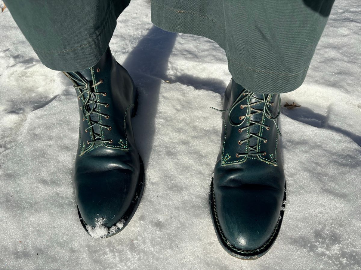 Photo by gittyduncan on December 27, 2023 of the Gitty Duncan Dance boot 001 in MPG Apollo Mediterranean Blue.