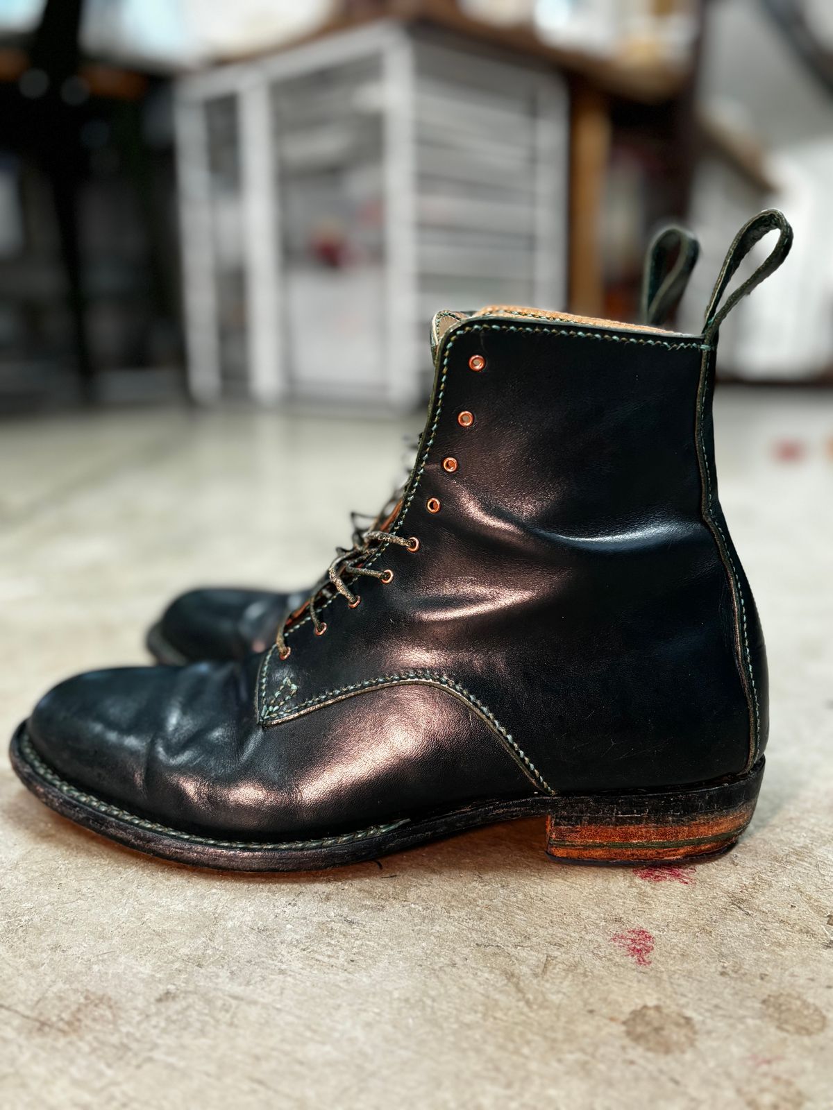 Photo by gittyduncan on March 6, 2024 of the Gitty Duncan Dance boot 001 in MPG Apollo Mediterranean Blue.