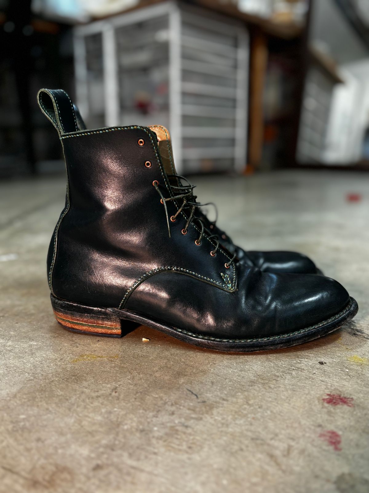 Photo by gittyduncan on March 6, 2024 of the Gitty Duncan Dance boot 001 in MPG Apollo Mediterranean Blue.