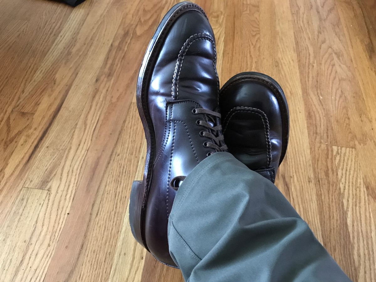 Photo by ayebeegee on August 31, 2023 of the Alden Indy Boot in Horween Color 8 Shell Cordovan.