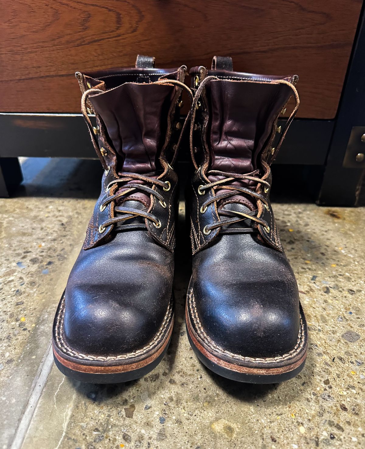 Photo by urban_spelunking on December 4, 2023 of the Nicks Falcon in Horween Brown Waxed Flesh.
