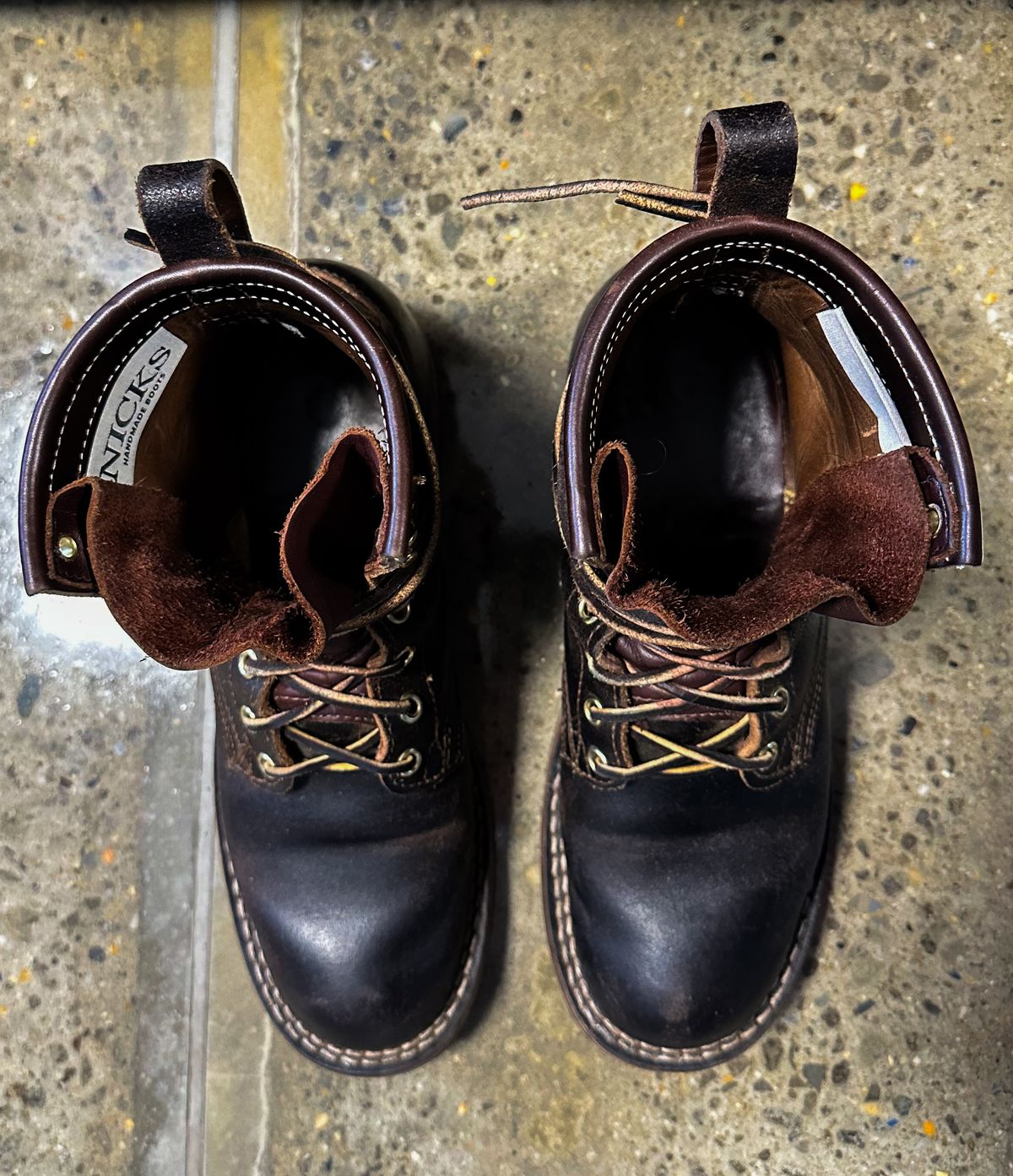 Photo by urban_spelunking on December 4, 2023 of the Nicks Falcon in Horween Brown Waxed Flesh.
