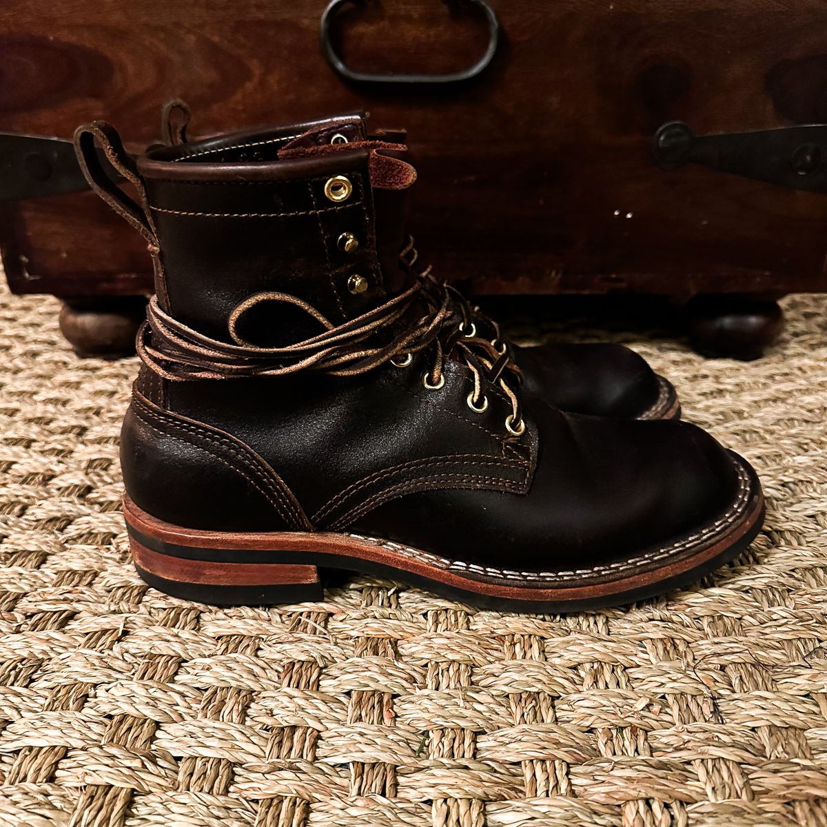 Photo by urban_spelunking on January 5, 2024 of the Nicks Falcon in Horween Brown Waxed Flesh.