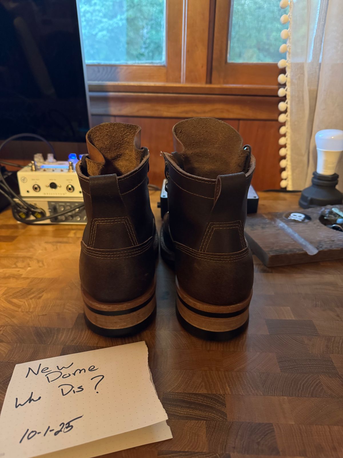 Photo by urban_spelunking on October 1, 2025 of the White's x Division Road LTT Lineman 350 in Horween Olive Waxed Flesh.