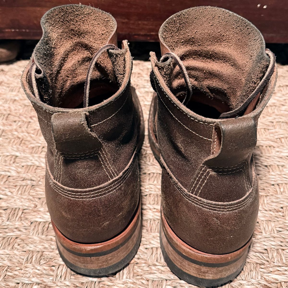 Photo by urban_spelunking on March 3, 2026 of the White's x Division Road LTT Lineman 350 in Horween Olive Waxed Flesh.