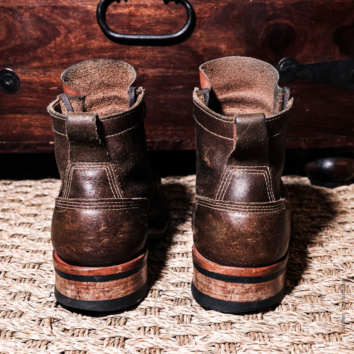 Photo by urban_spelunking on April 5, 2026 of the White's x Division Road LTT Lineman 350 in Horween Olive Waxed Flesh.