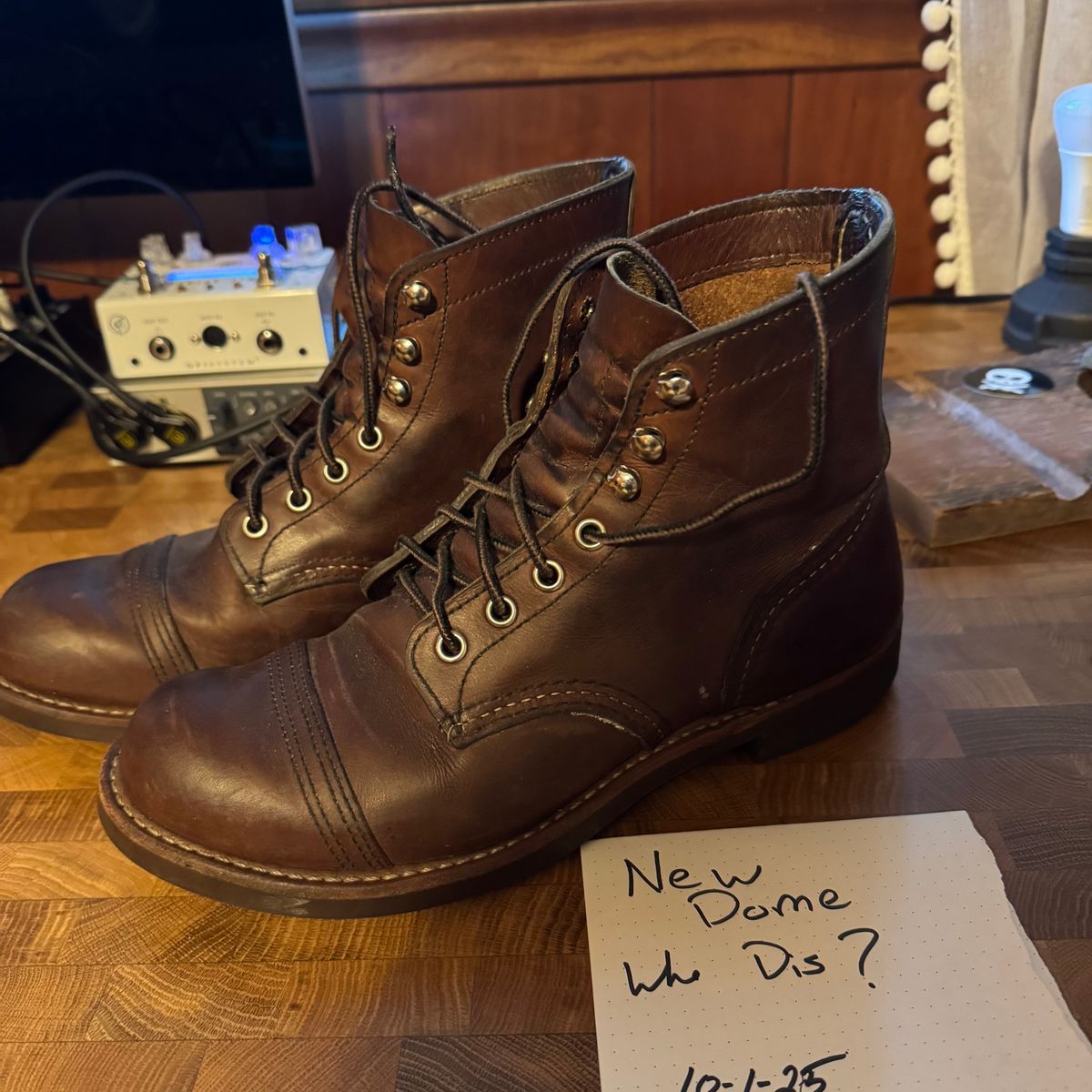 Photo by urban_spelunking on October 2, 2025 of the Red Wing Iron Ranger in Horween Coppertone Chromexcel.