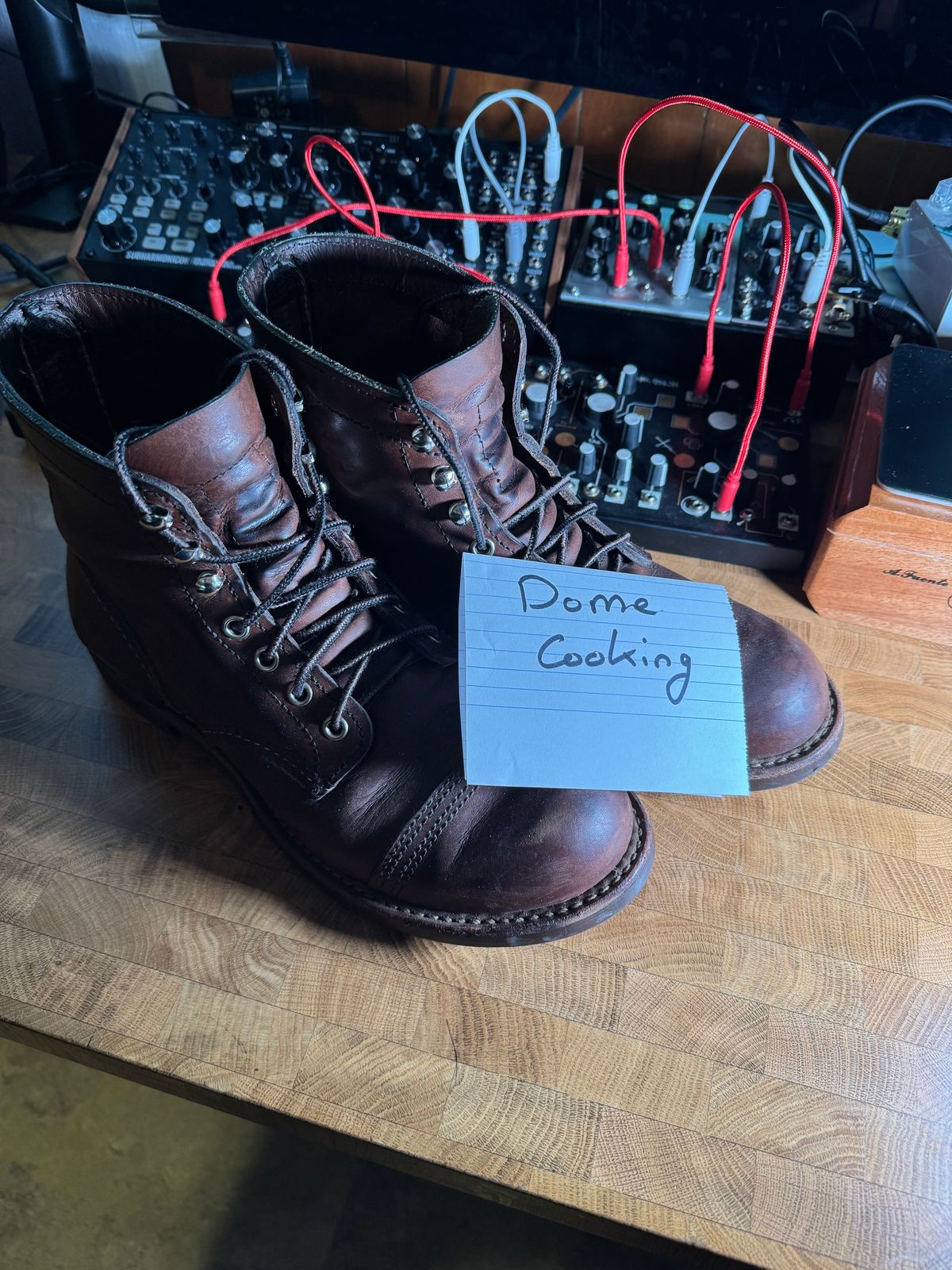 Photo by urban_spelunking on November 1, 2025 of the Red Wing Iron Ranger in Horween Coppertone Chromexcel.