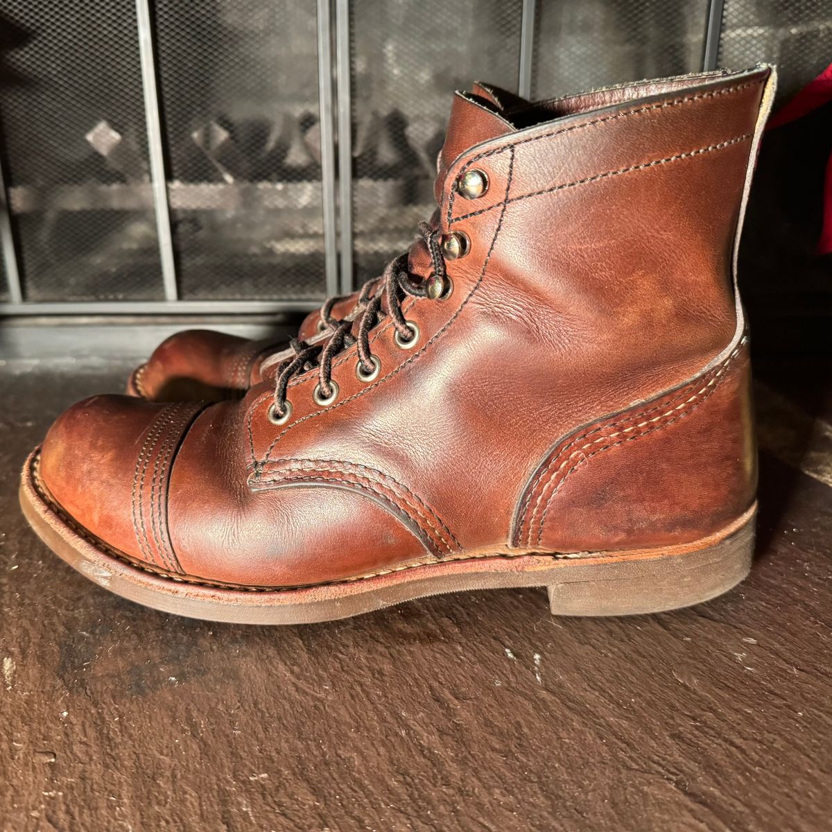 Photo by urban_spelunking on December 3, 2025 of the Red Wing Iron Ranger in S.B. Foot Amber Harness.