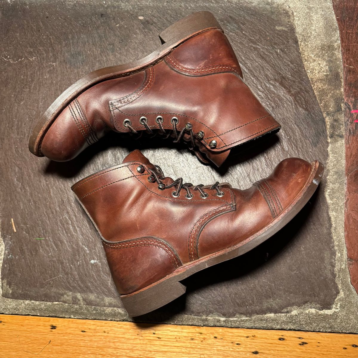 Photo by urban_spelunking on December 3, 2025 of the Red Wing Iron Ranger in S.B. Foot Amber Harness.