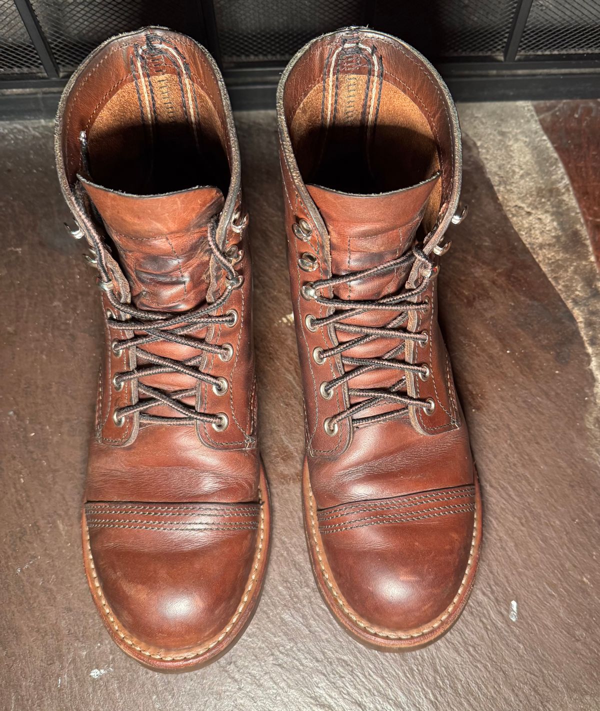 Photo by urban_spelunking on December 3, 2025 of the Red Wing Iron Ranger in S.B. Foot Amber Harness.