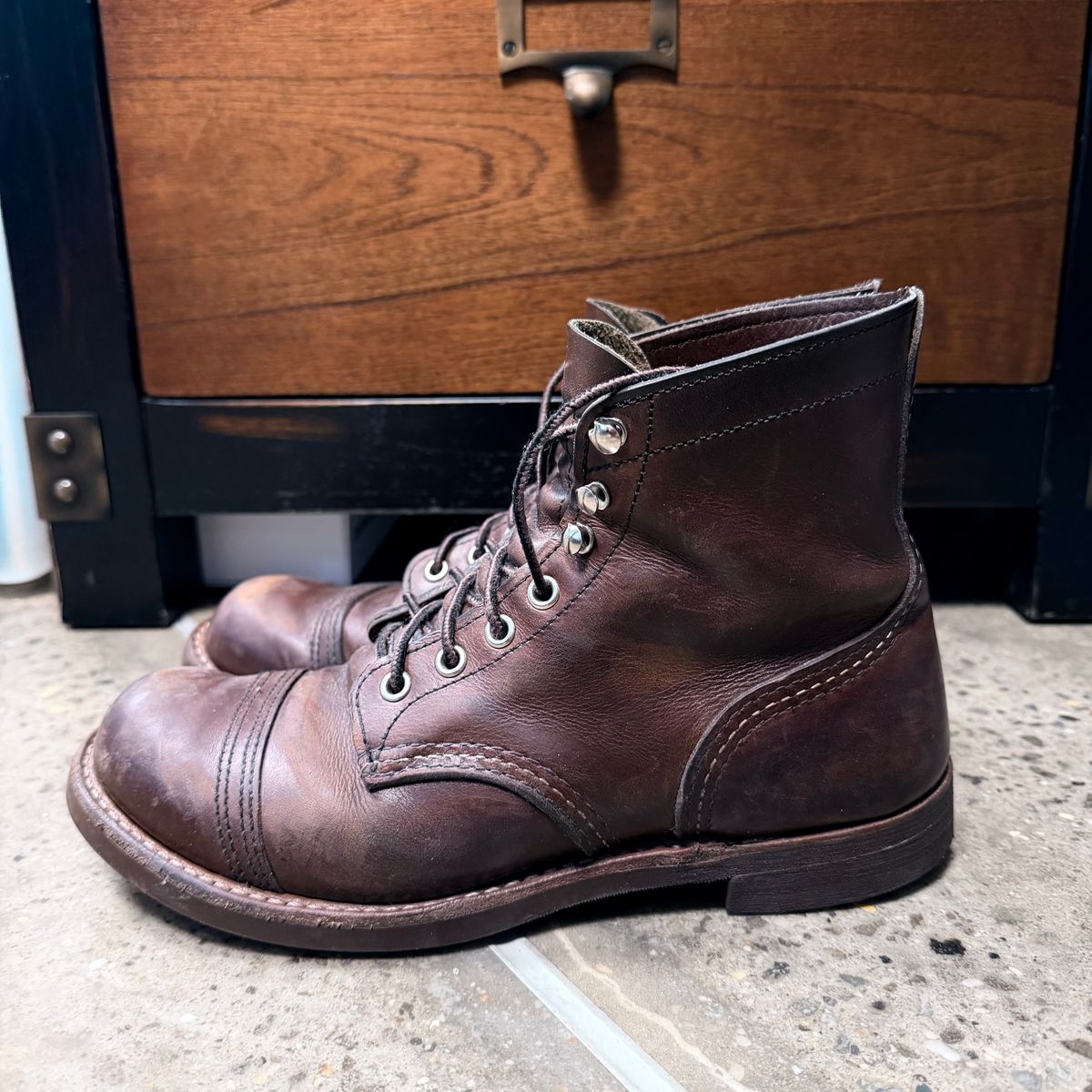 Photo by urban_spelunking on March 5, 2026 of the Red Wing Iron Ranger in S.B. Foot Amber Harness.