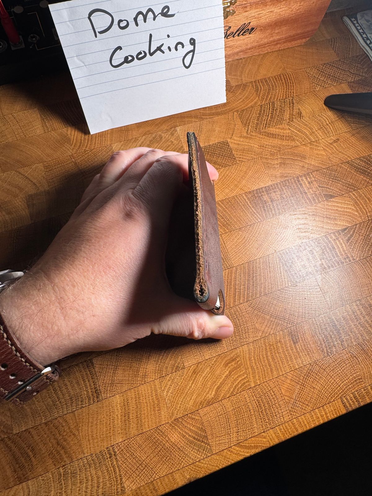 Photo by urban_spelunking on November 1, 2025 of the Nicks Handmade Boots Wallet in Italian Brown Cypress.