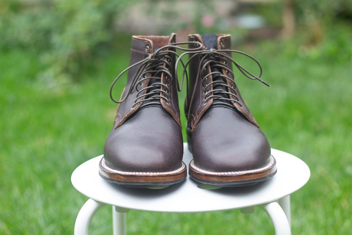 Photo by pesayerm on October 1, 2024 of the Viberg Service Boot in Horween Brown Waxed Flesh.