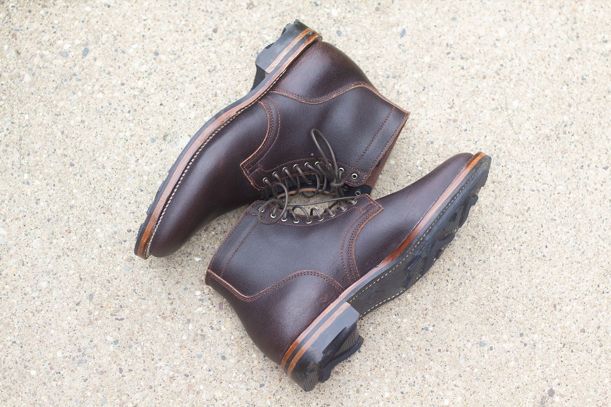 Photo by pesayerm on October 1, 2024 of the Viberg Service Boot in Horween Brown Waxed Flesh.