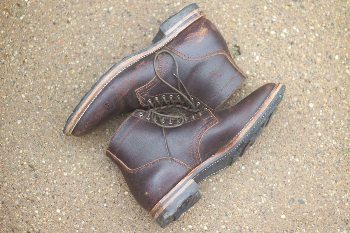 Photo by pesayerm on November 5, 2024 of the Viberg Service Boot in Horween Brown Waxed Flesh.