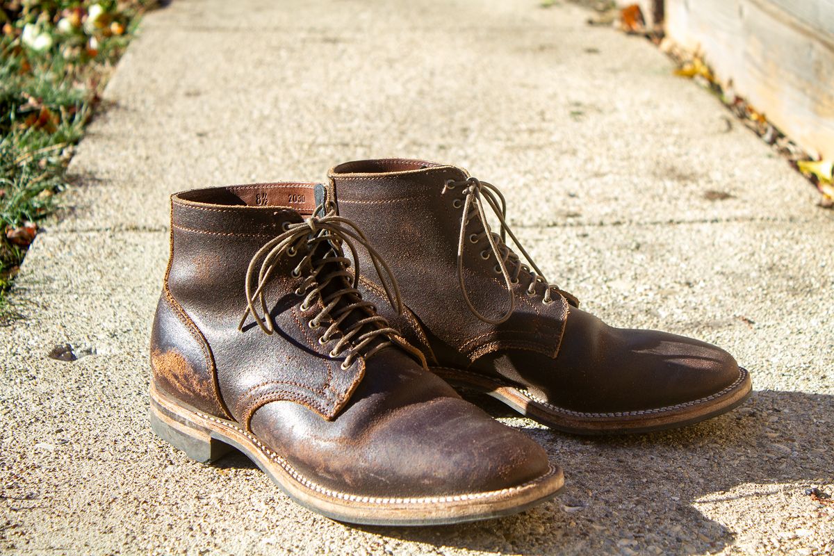 Photo by pesayerm on December 5, 2024 of the Viberg Service Boot in Horween Brown Waxed Flesh.