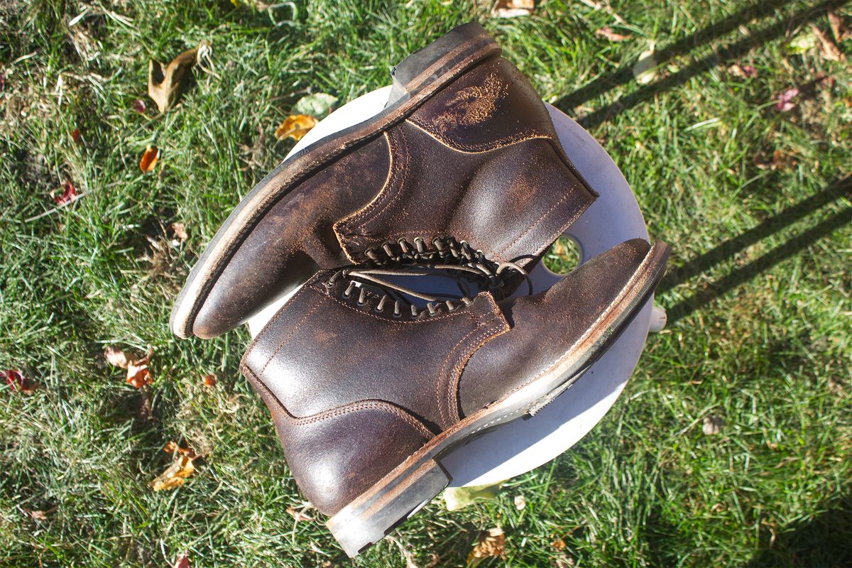 Photo by pesayerm on December 5, 2024 of the Viberg Service Boot in Horween Brown Waxed Flesh.