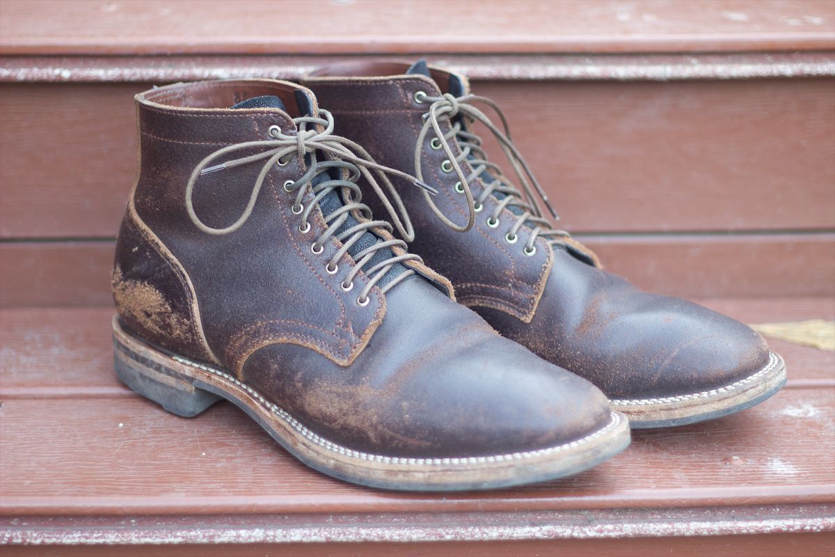 Photo by pesayerm on January 5, 2025 of the Viberg Service Boot in Horween Brown Waxed Flesh.