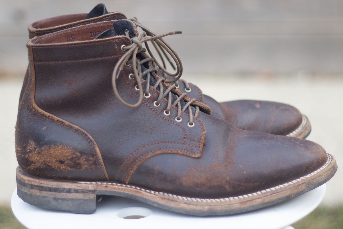 Photo by pesayerm on January 5, 2025 of the Viberg Service Boot in Horween Brown Waxed Flesh.